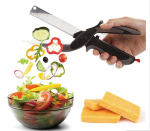 Smart Clever Cutter Kitchen Scissors Shears Food Chopper Metal Slicer Knife  Cutting Board 
