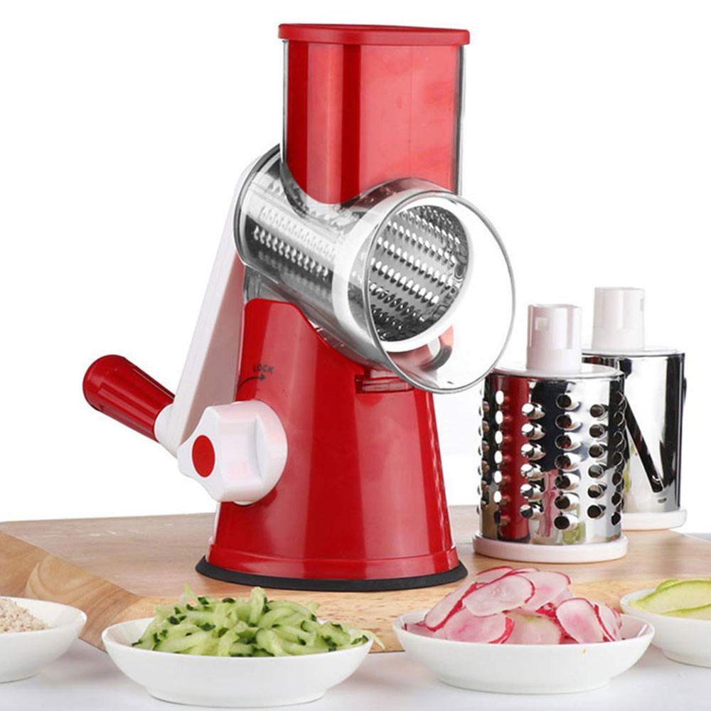 Rotary Cheese Grater Vegetable Slicer 3-in-1 Multifunctional Kitchen Food  Cutter with Replaceable Drum Blades - Safe BPA Free - Salad Maker,  Vegetable