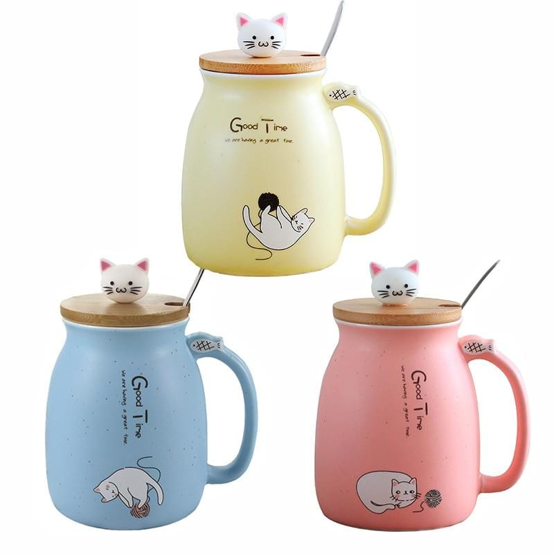 Ceramics Coffee Cups Mug, Ceramic Mug Lid Kids, Ceramics Cat Mugs