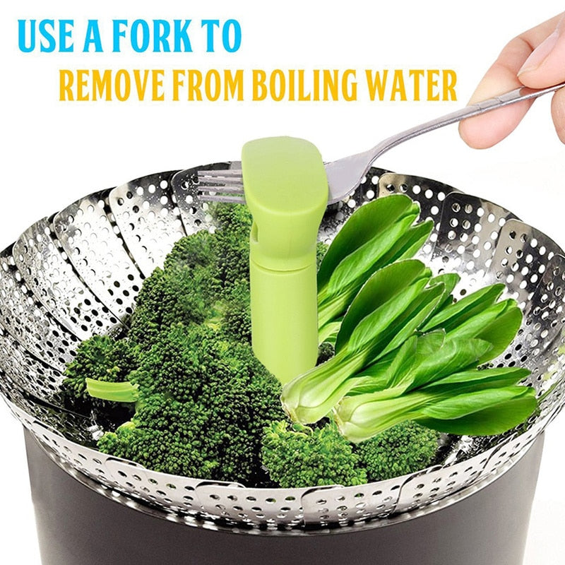 Multifunctional Folding Steam Rack Stainless Steel Kitchen Accessories  Steamer Retractable Vegetable Drain Tray Fruit Baskets - AliExpress