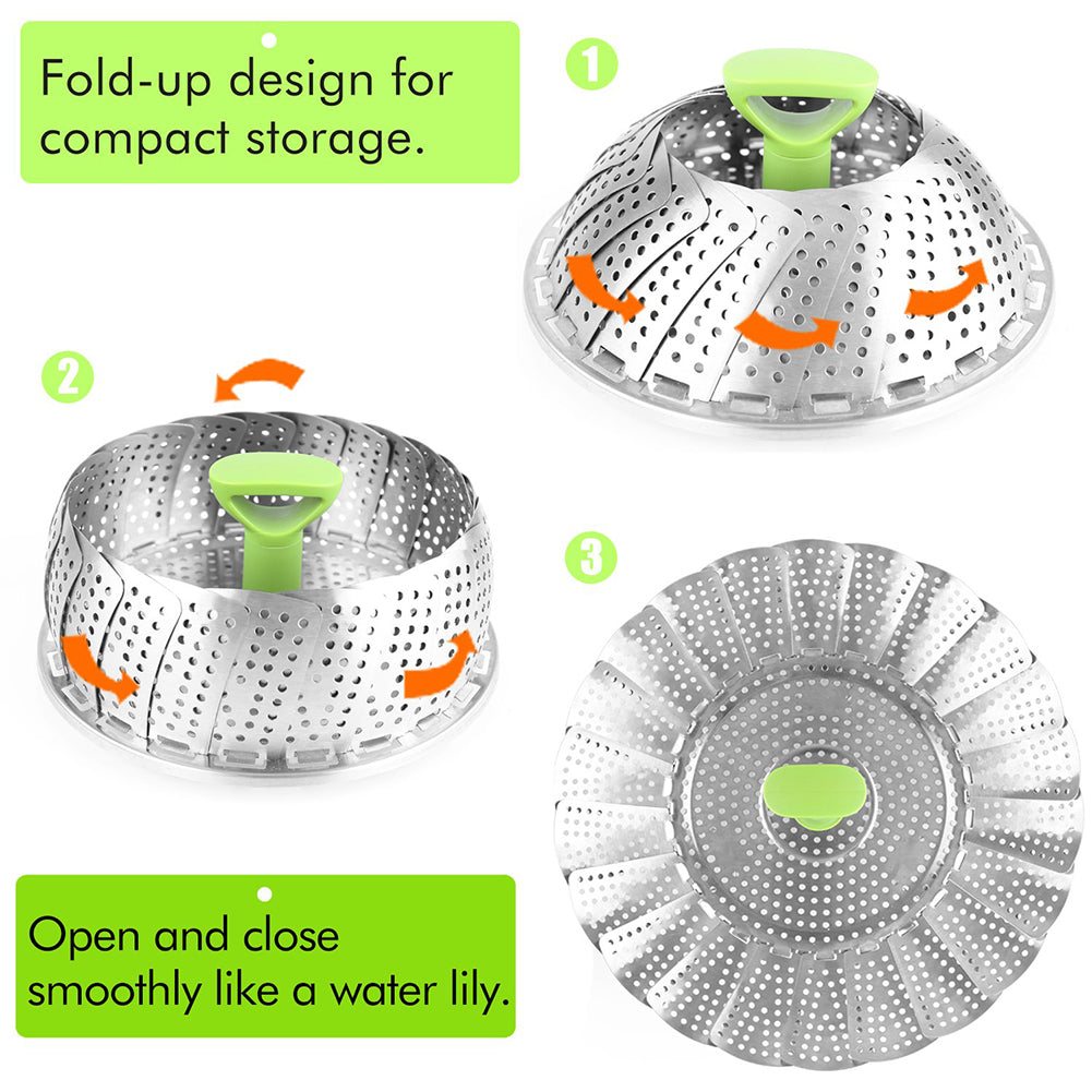 2-Pack Vegetable Steamer Basket Set with Safety Tool - Large and Stand –  Shopify